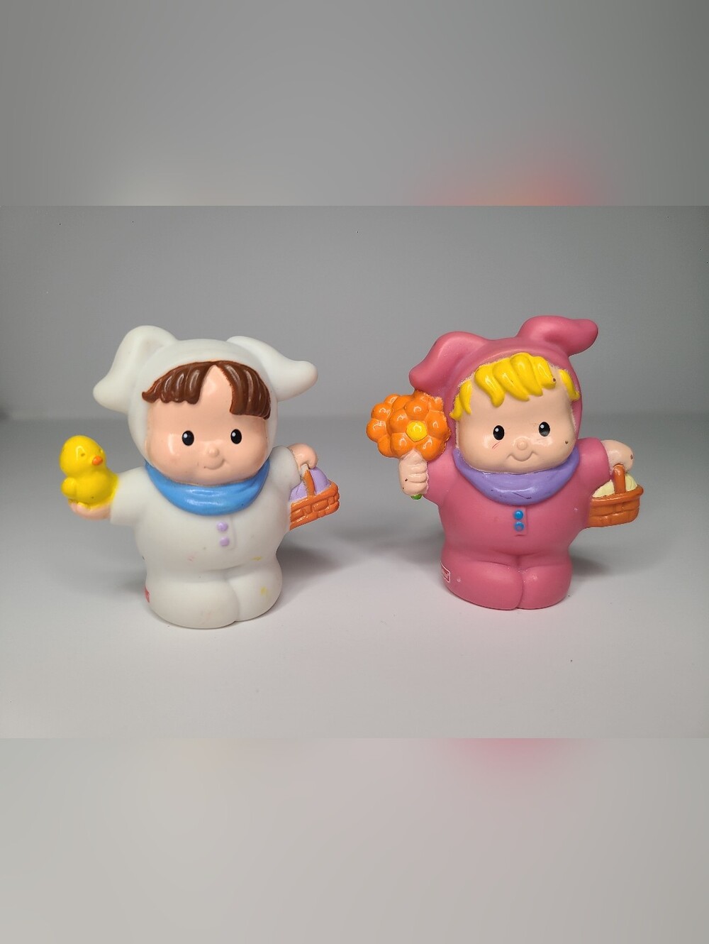 Fisher Price Little People Bunny Costume Figures Set Of 2 Easter Pink White